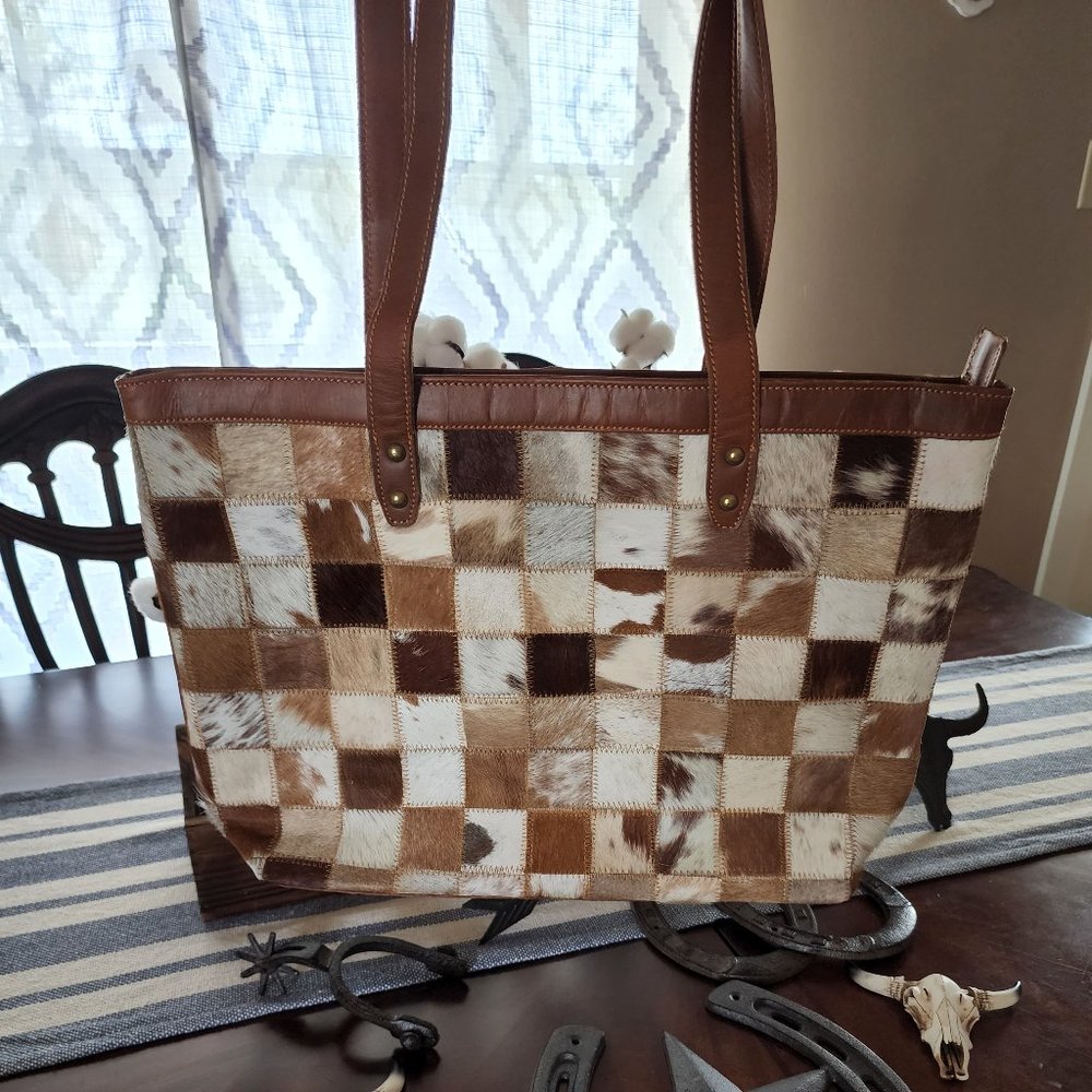 Large Cowhide Leather Tote Bag